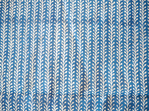 Tissu Blé bleu / coloris blanc / 60s - Block print