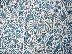 Tissu Waterfall bleu / coloris blanc / 40s - Block print