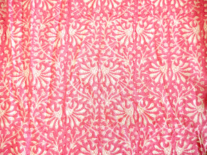 Tissu Lis blanc / coloris rose / 60s - Block print