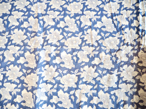 Tissu Pensée blanc / coloris bleu / 60s - Block print